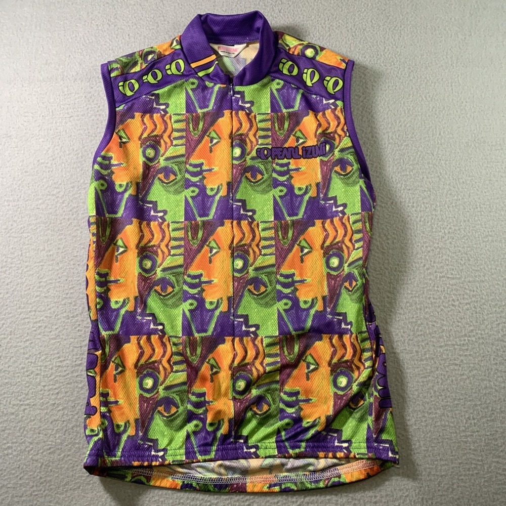 Vintage 90's Pearl Izumi Cycling Tank Shirt Retro Medium Faces Deign Super Cool